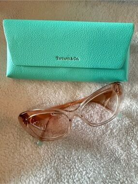 Tiffany & Co. Women's Sunglasses in Translucent Pink with Tiffany Blue Case